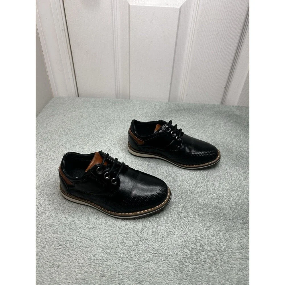 Bruno Marc Boys Dress Shoes Black Brown Lace-Up Size 9 Toddler